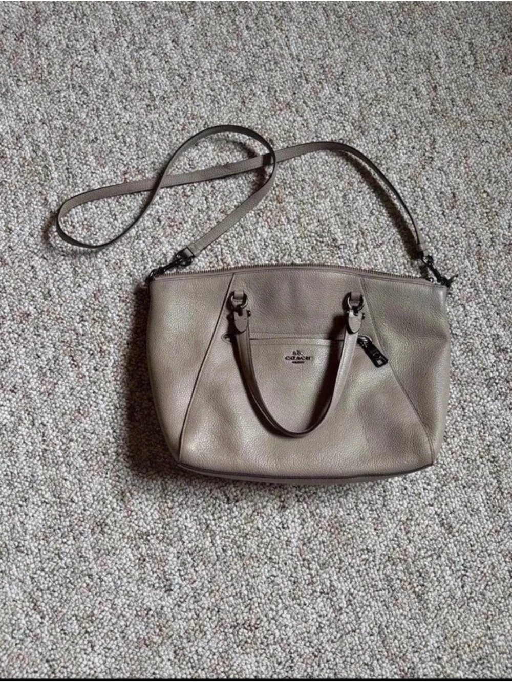 Coach Pebbled Leather Satchel in Taupe Gray